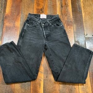 Revice Denim Black High Rise Straight Leg Jeans Size 24 Made in USA